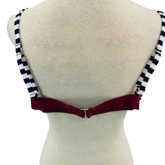 Old Navy Bralette Swim Bikini Navy Burgundy Stripe Womens XXL - Picture 4 of 12